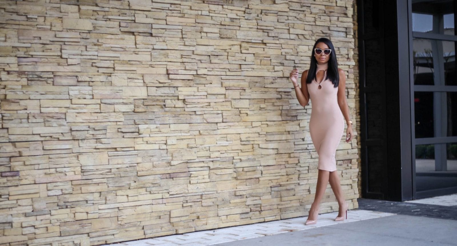 Pink Missguided Midi Keyhole Dress