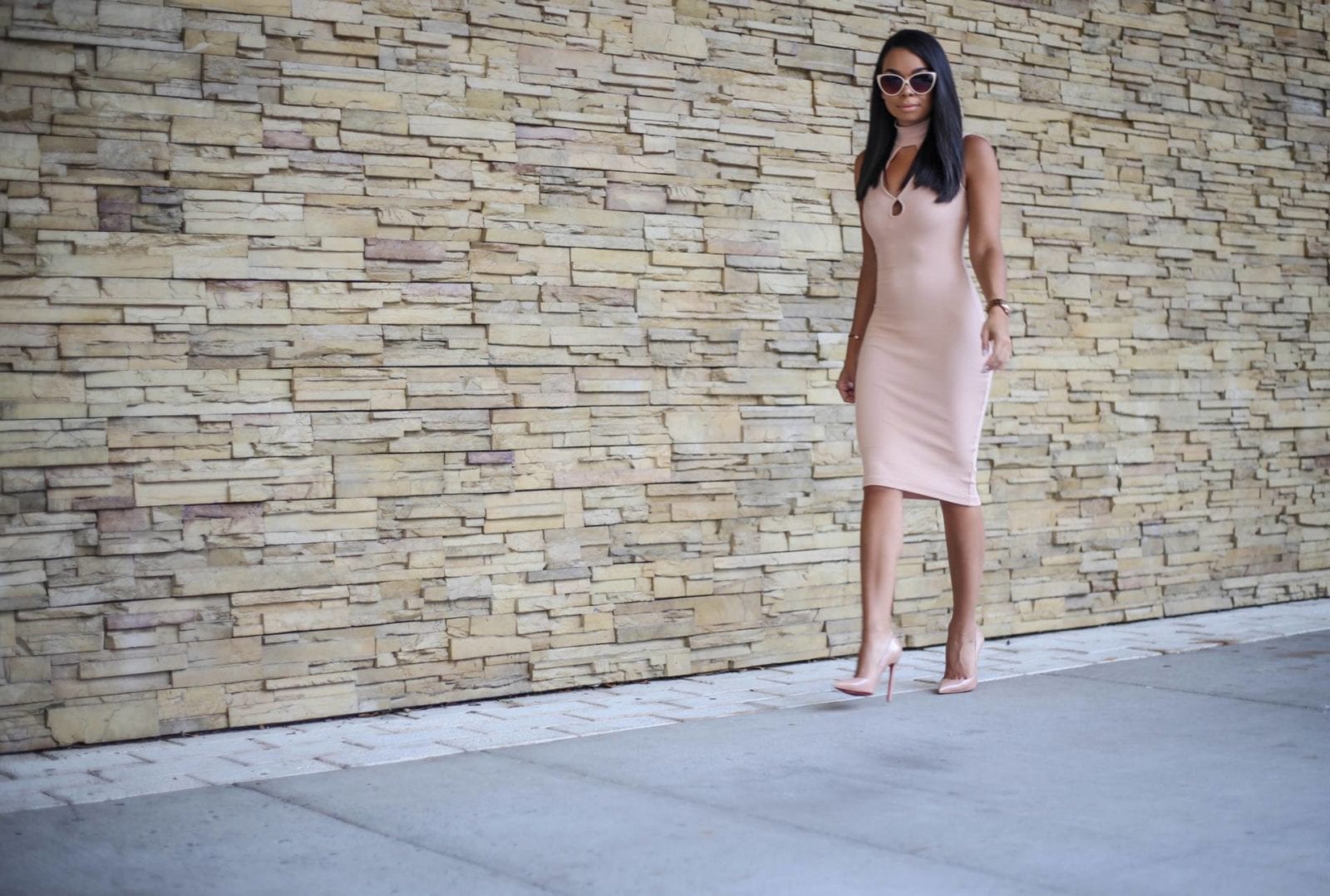 Pink Missguided Midi Keyhole Dress