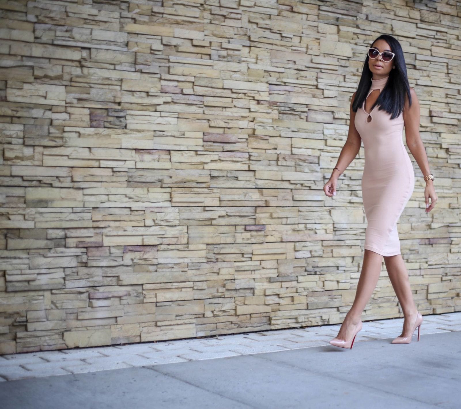 Pink Missguided Midi Keyhole Dress