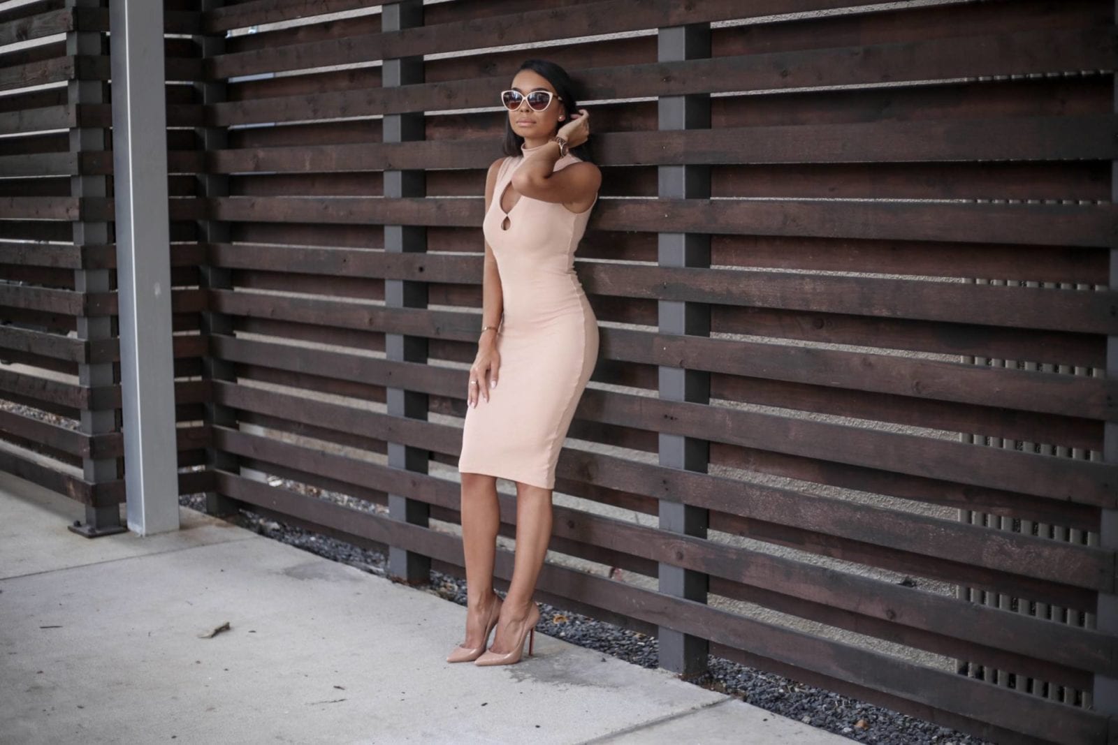 Pink Missguided Midi Keyhole Dress