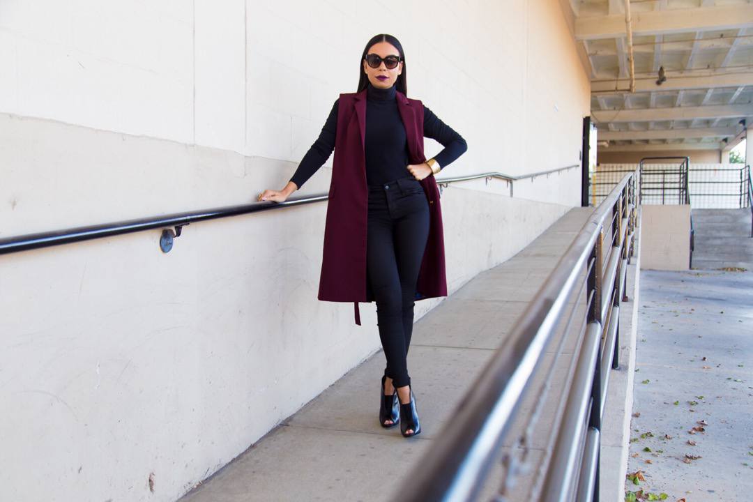 Burgundy Topshop Belted Vest | Style Guide