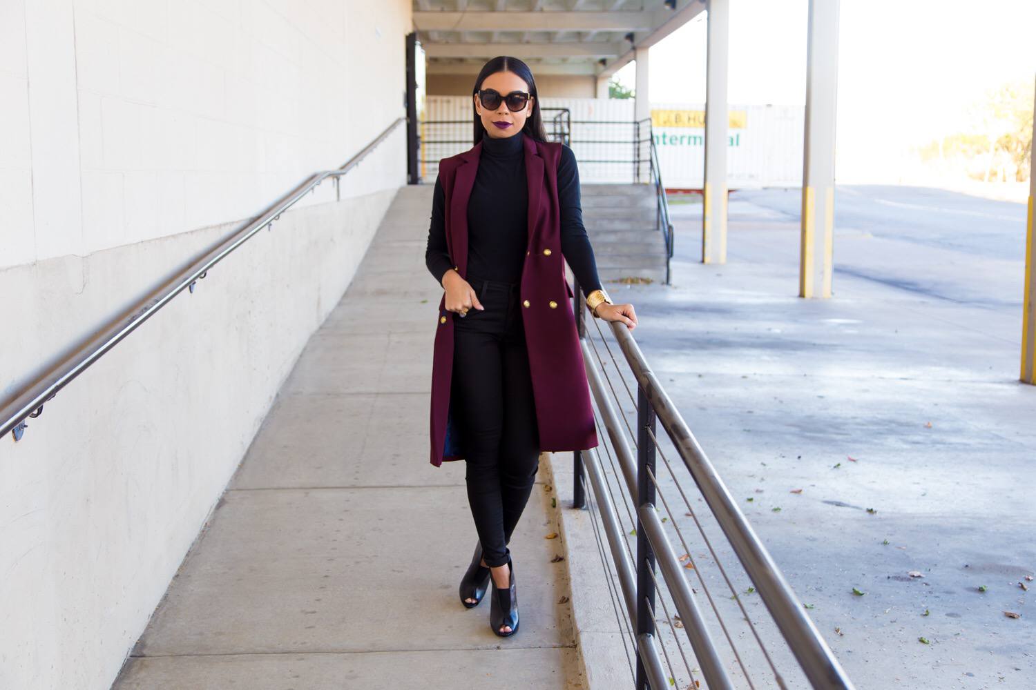 Burgundy Topshop Belted Vest | Style Guide