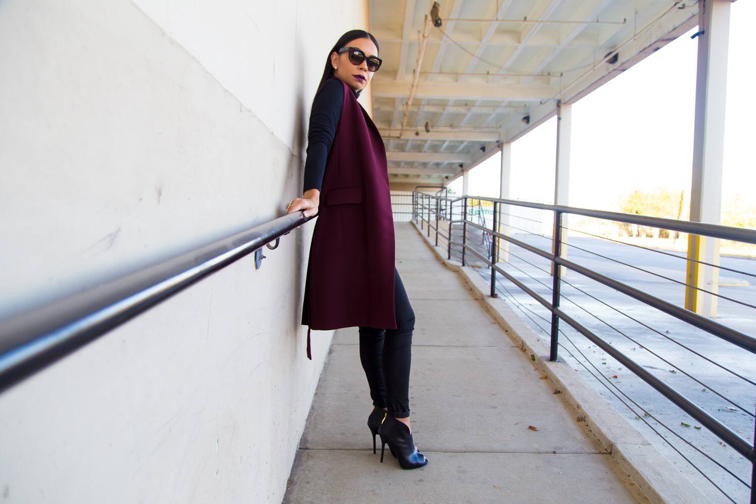 Burgundy Topshop Belted Vest | Style Guide