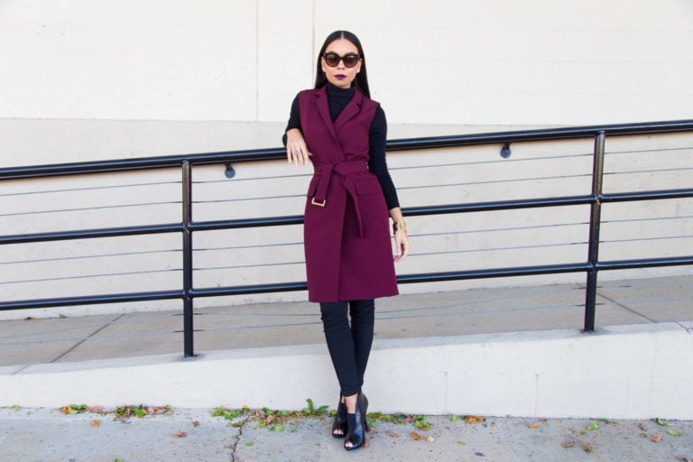 Burgundy Topshop Belted Vest | Style Guide