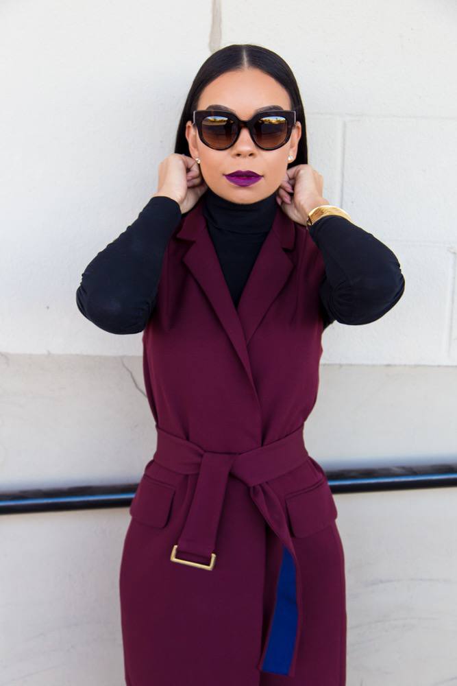 Burgundy Topshop Belted Vest | Style Guide