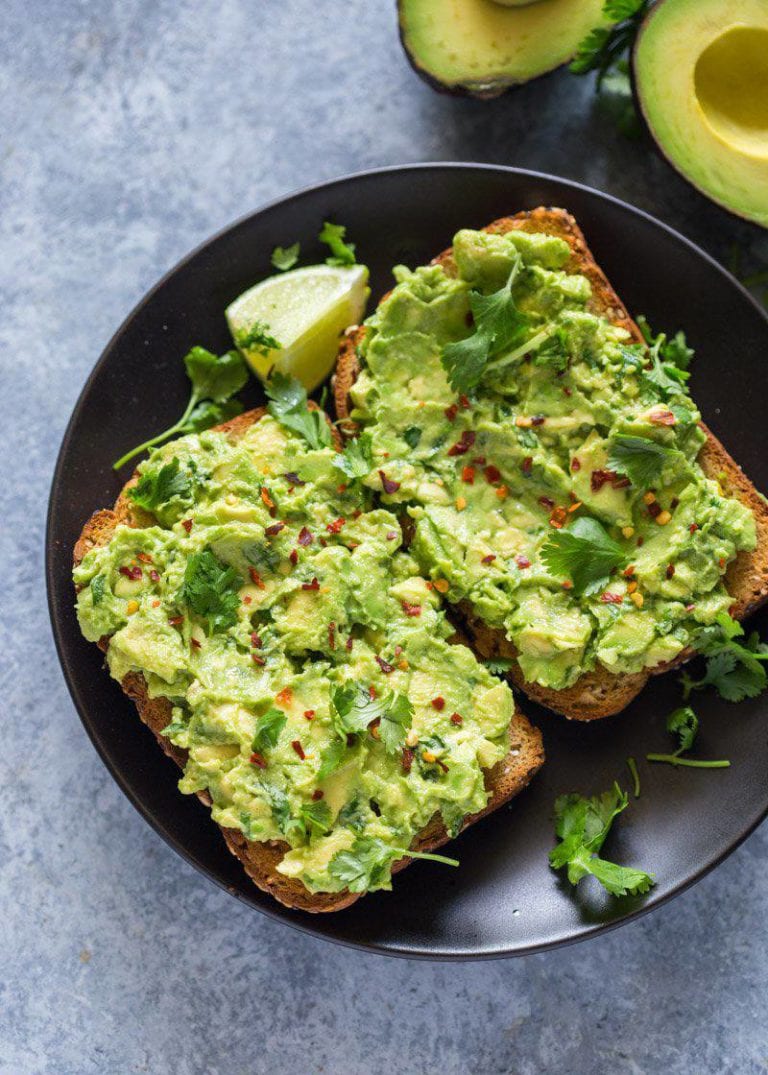 Avocado toast with cilantro