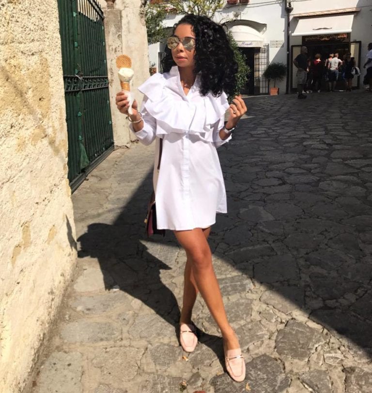 Woman holding ice cream cone