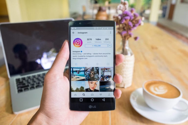 Smartphone displaying Instagram feed