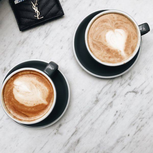 Two lattes with art
