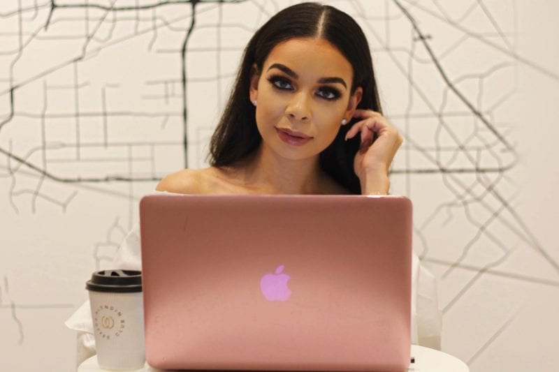 Woman working on laptop