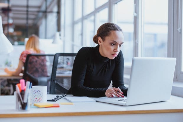 Woman working on laptop