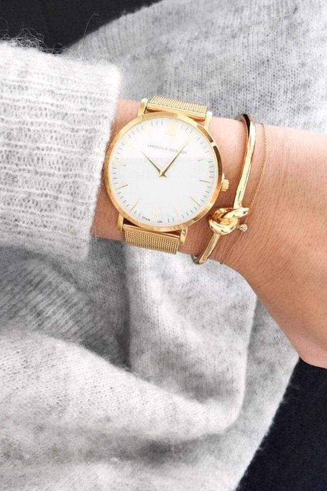 Gold watch and bracelet