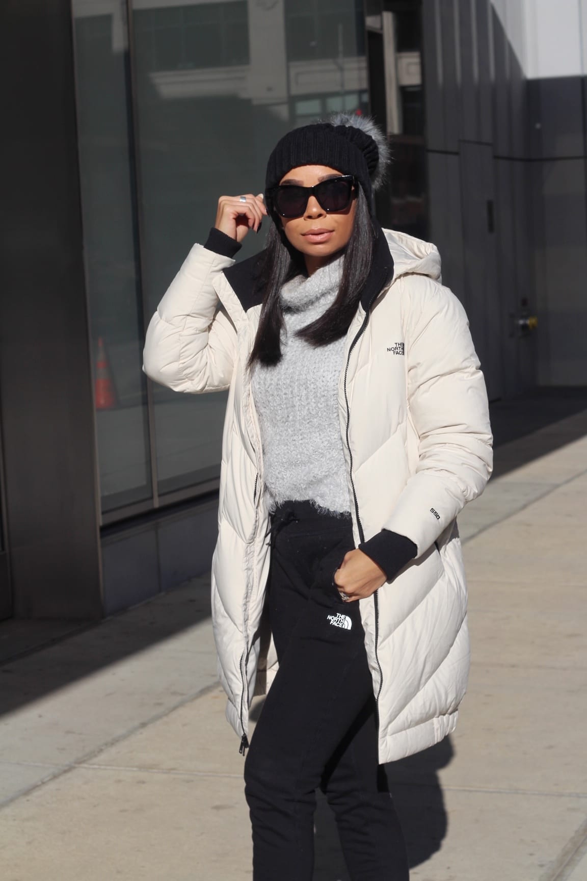 Woman in winter outfit posing